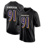 Choea B.Ravens #91 Trey Hendrickson Player Black Carbon Fashion Home Stitched Jerseys