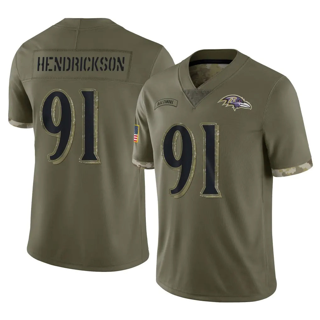 Choea B.Ravens #91 Trey Hendrickson Player Olive Salute To Service Limited Stitched Jerseys