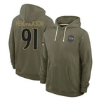 Choea B.Ravens #91 Trey Hendrickson Player Olive Salute to Service Hoodie Stitched Jerseys