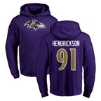 Choea B.Ravens #91 Trey Hendrickson Player Purple Salute to Service Pullover Hoodie Stitched Jerseys