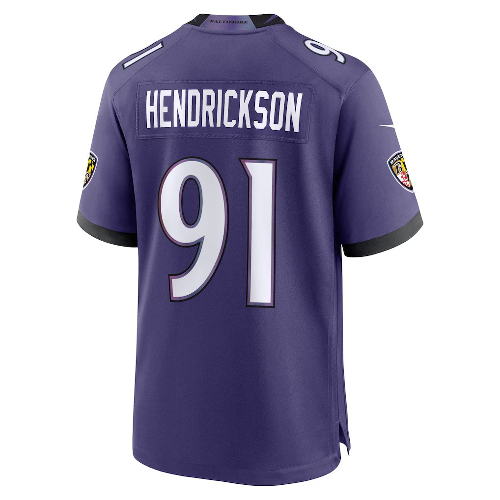 Choea B.Ravens #91 Trey Hendrickson Purple Team Game Stitched Jerseys