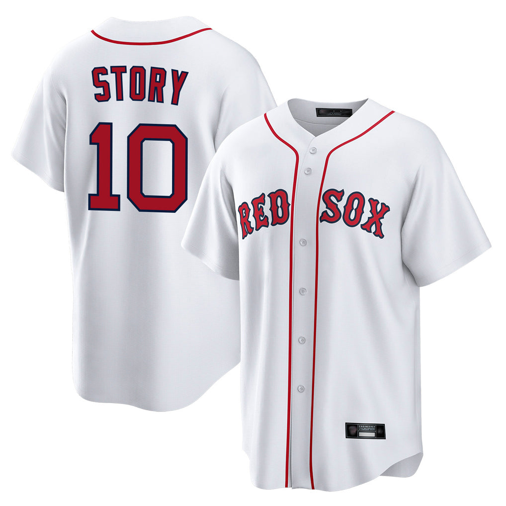 Choea B.Red Sox #10 Trevor Story Player White Home Game Stitched Jerseys