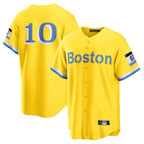 Choea B.Red Sox #10 Trevor Story Player Yellow Home Game Stitched Jerseys