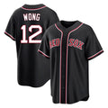 Choea B.Red Sox #12 Connor Wong Player Black Out Home Game Stitched Jerseys
