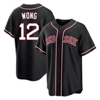 Choea B.Red Sox #12 Connor Wong Player Black Out Home Game Stitched Jerseys