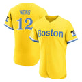 Choea B.Red Sox #12 Connor Wong Player Yellow Limited Elite Home Game Stitched Jerseys