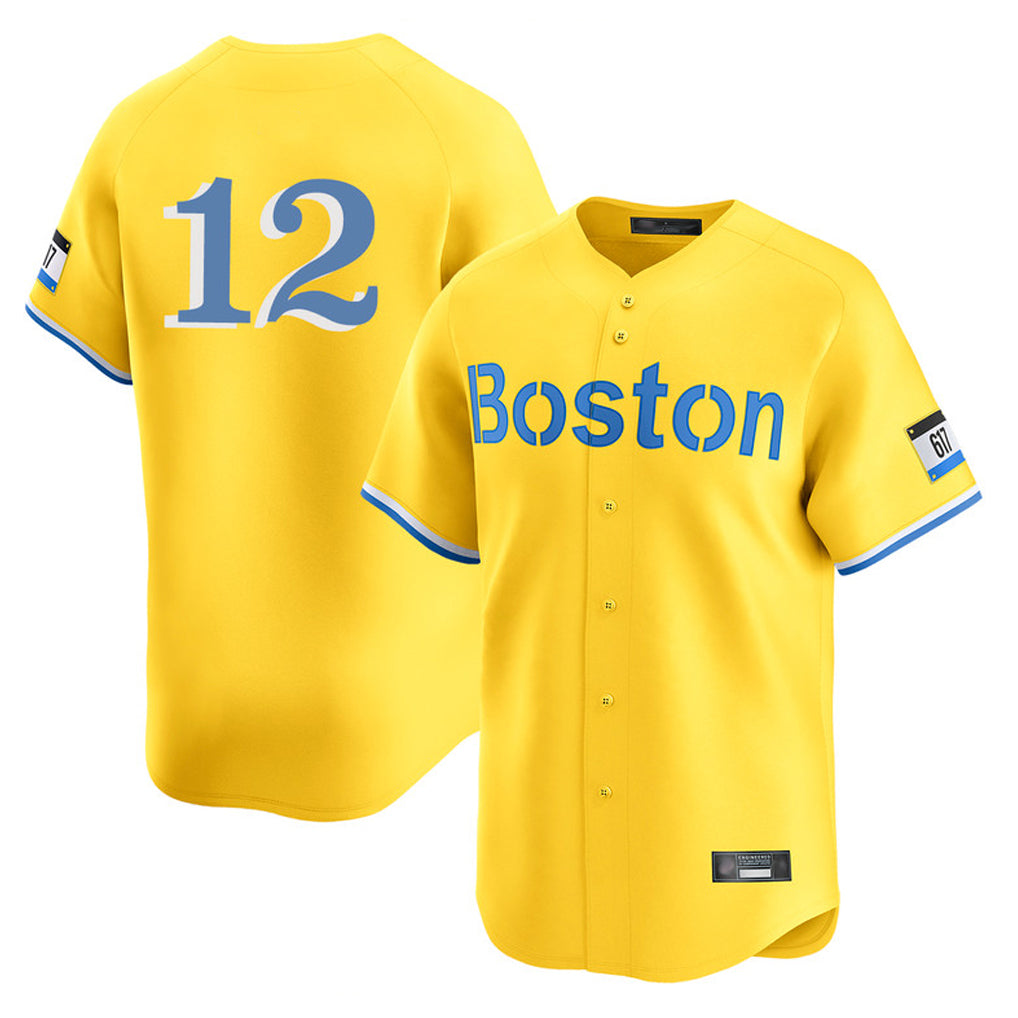 Choea B.Red Sox #12 Connor Wong Player Yellow Limited Home Game Stitched Jerseys
