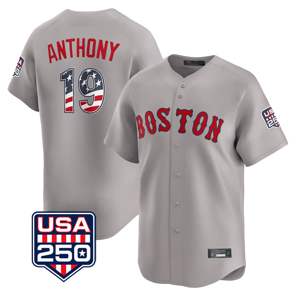 Choea B.Red Sox #19 Roman Anthony Player Gray Road USA 250 Fourth of July Limited Home Game Stitched Jerseys