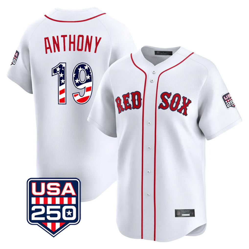 Choea B.Red Sox #19 Roman Anthony Player White USA 250 Fourth of July Limited Home Game Stitched Jerseys