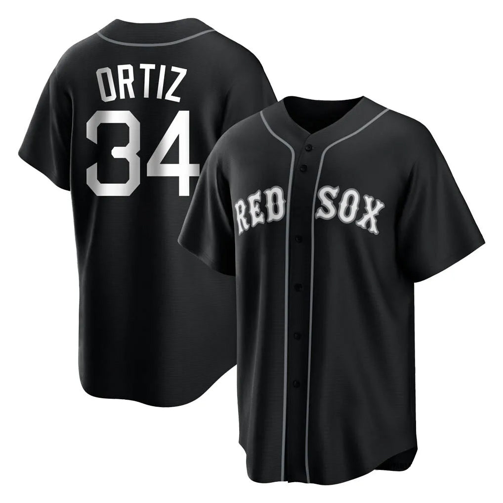 Choea B.Red Sox #34 David Ortiz Player Black Home Game Stitched Jerseys