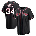 Choea B.Red Sox #34 David Ortiz Player Black Out Home Game Stitched Jerseys