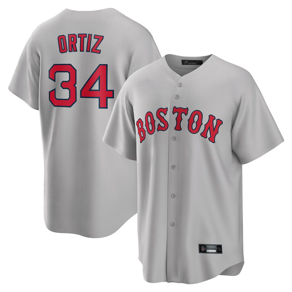 Choea B.Red Sox #34 David Ortiz Player Gray Road Home Game Stitched Jerseys