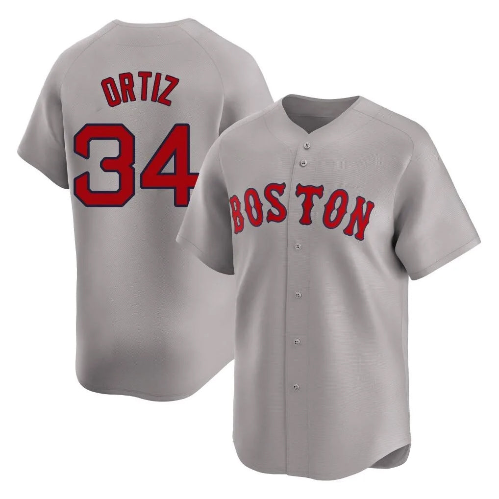 Choea B.Red Sox #34 David Ortiz Player Gray Road Limited Home Game Stitched Jerseys