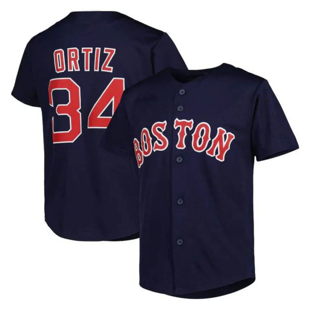Choea B.Red Sox #34 David Ortiz Player Navy Mitchell & Ness Cooperstown Collection Mesh Home Stitched Jerseys