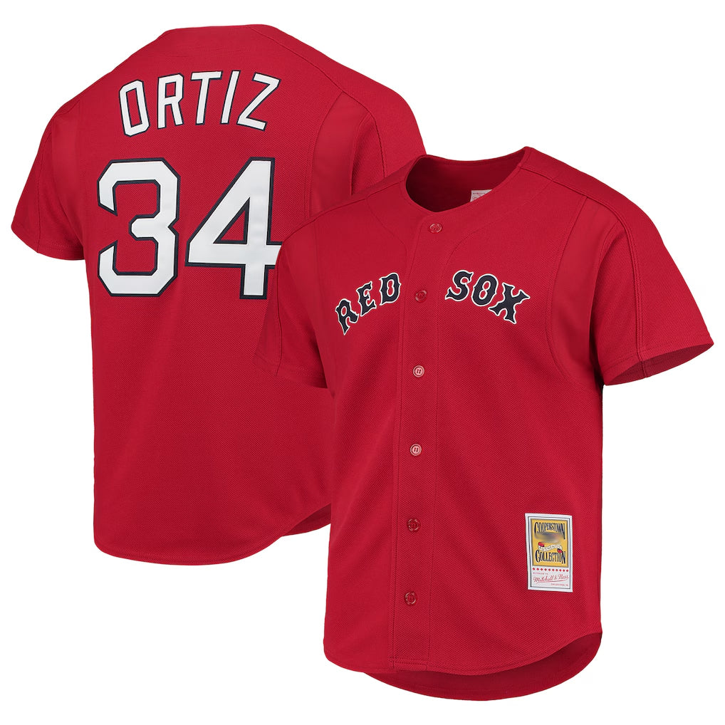 Choea B.Red Sox #34 David Ortiz Player Red Mitchell & Ness Cooperstown Collection Home Stitched Jerseys