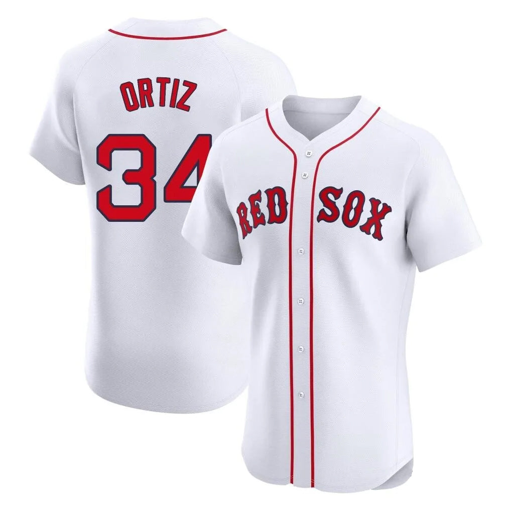 Choea B.Red Sox #34 David Ortiz Player White Limited Elite Home Game Stitched Jerseys