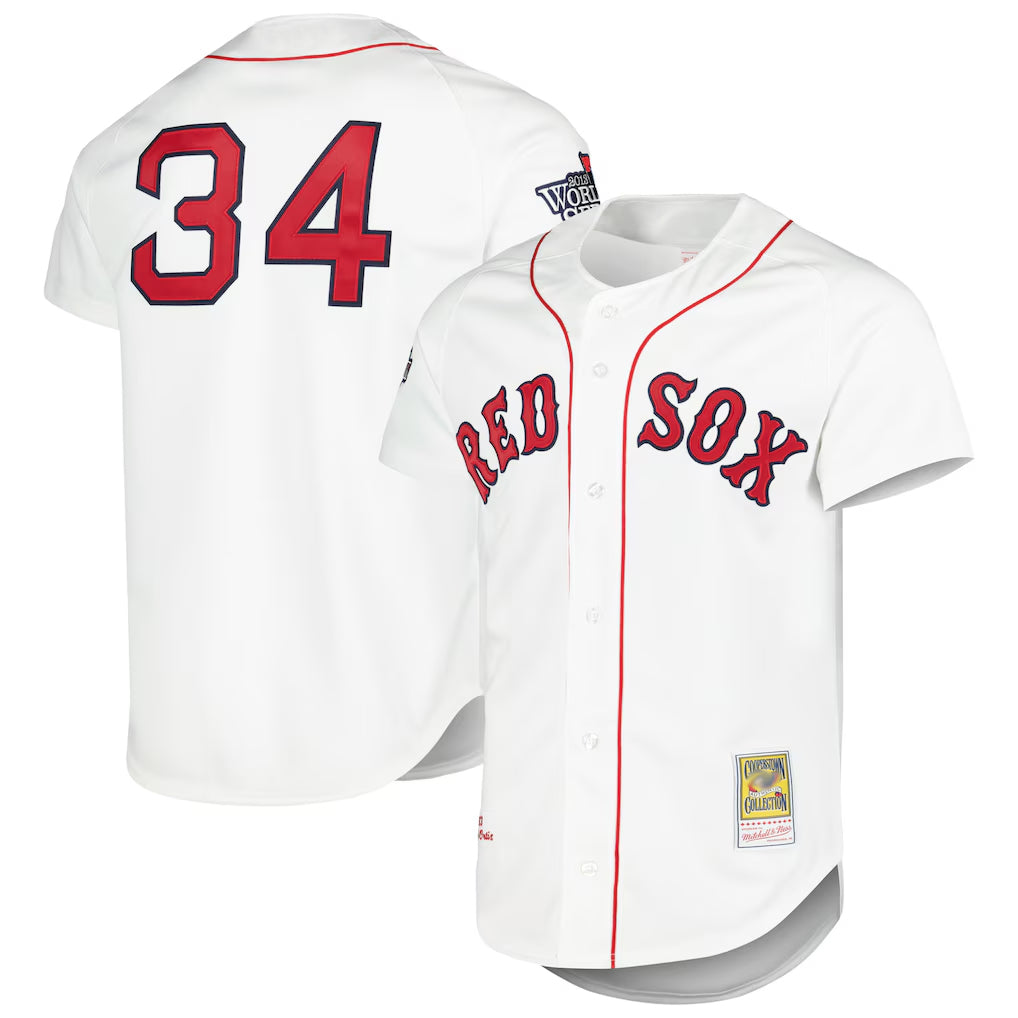 Choea B.Red Sox #34 David Ortiz Player White Mitchell & Ness Cooperstown Collection Mesh Home Stitched Jerseys