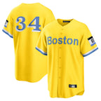 Choea B.Red Sox #34 David Ortiz Player Yellow Home Game Stitched Jerseys