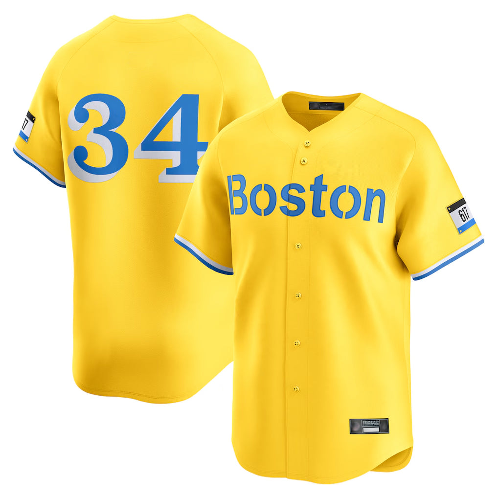 Choea B.Red Sox #34 David Ortiz Player Yellow Limited Home Game Stitched Jerseys