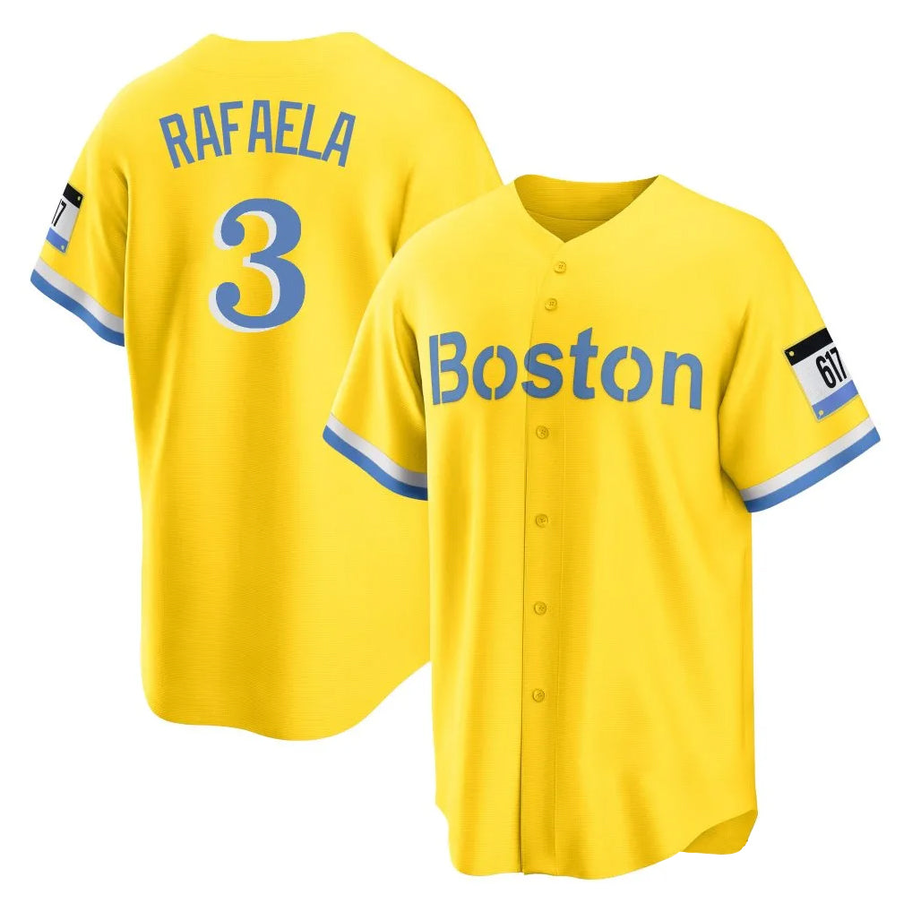 Choea B.Red Sox #3 Ceddanne Rafaela Player Yellow Home Game Stitched Jersey