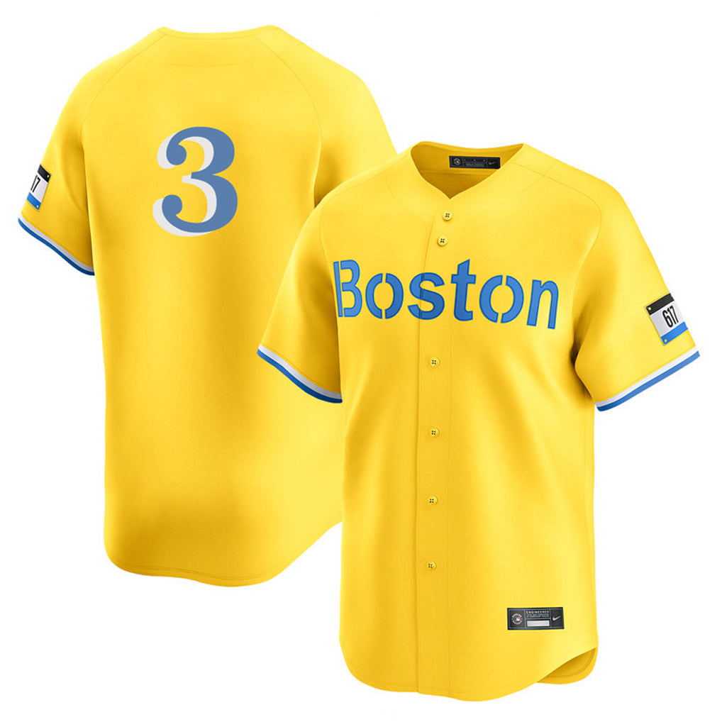Choea B.Red Sox #3 Ceddanne Rafaela Player Yellow Limited Home Game Stitched Jersey