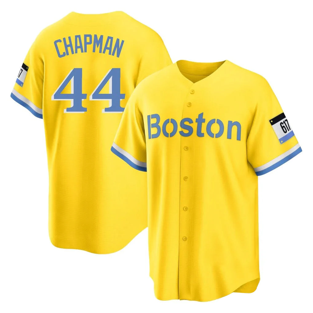 Choea B.Red Sox #44 Aroldis Chapman Player Yellow Home Game Stitched Jerseys