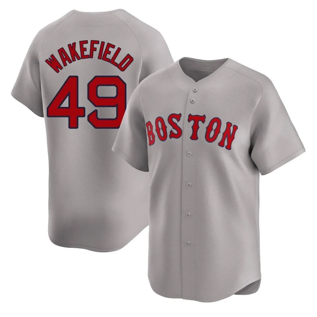 Choea B.Red Sox #49 Tim Wakefield Player Gray Road Limited Home Game Stitched Jerseys