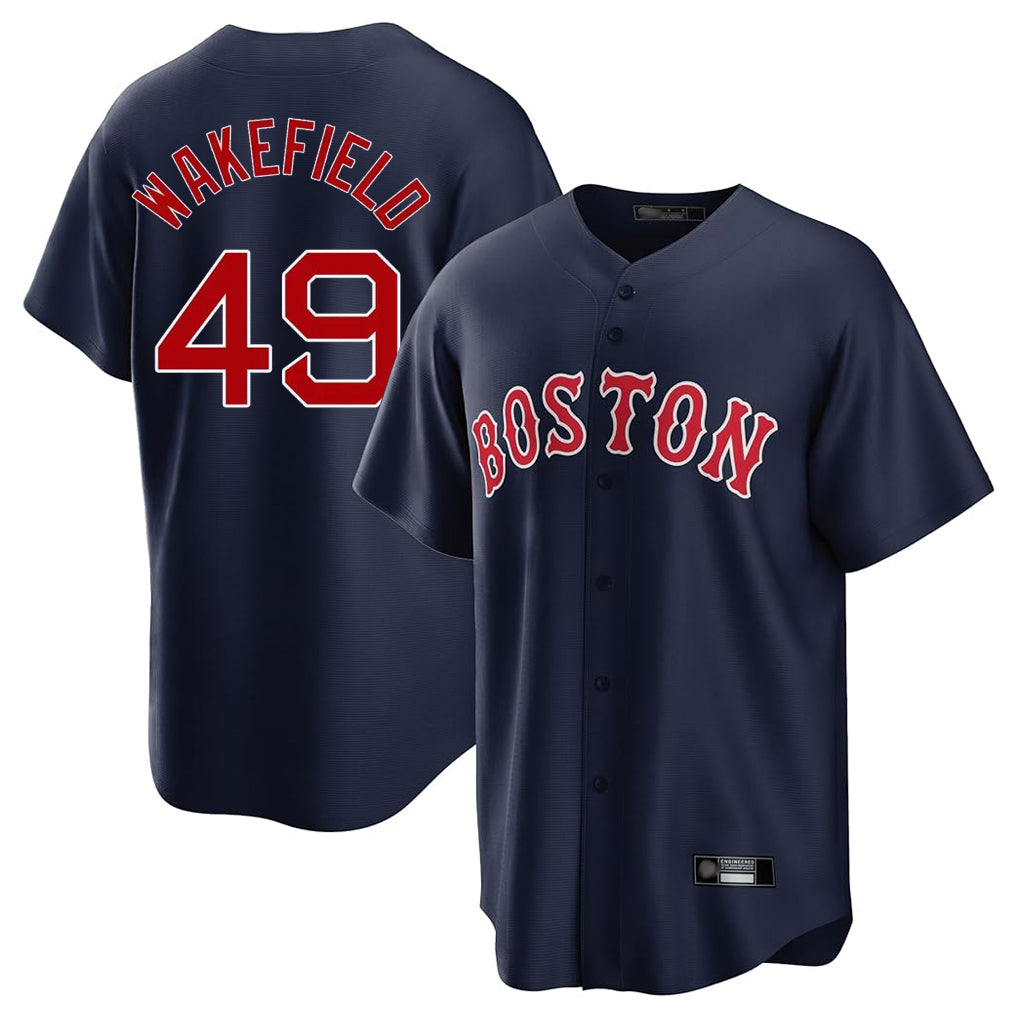 Choea B.Red Sox #49 Tim Wakefield Player Navy Home Game Stitched Jerseys