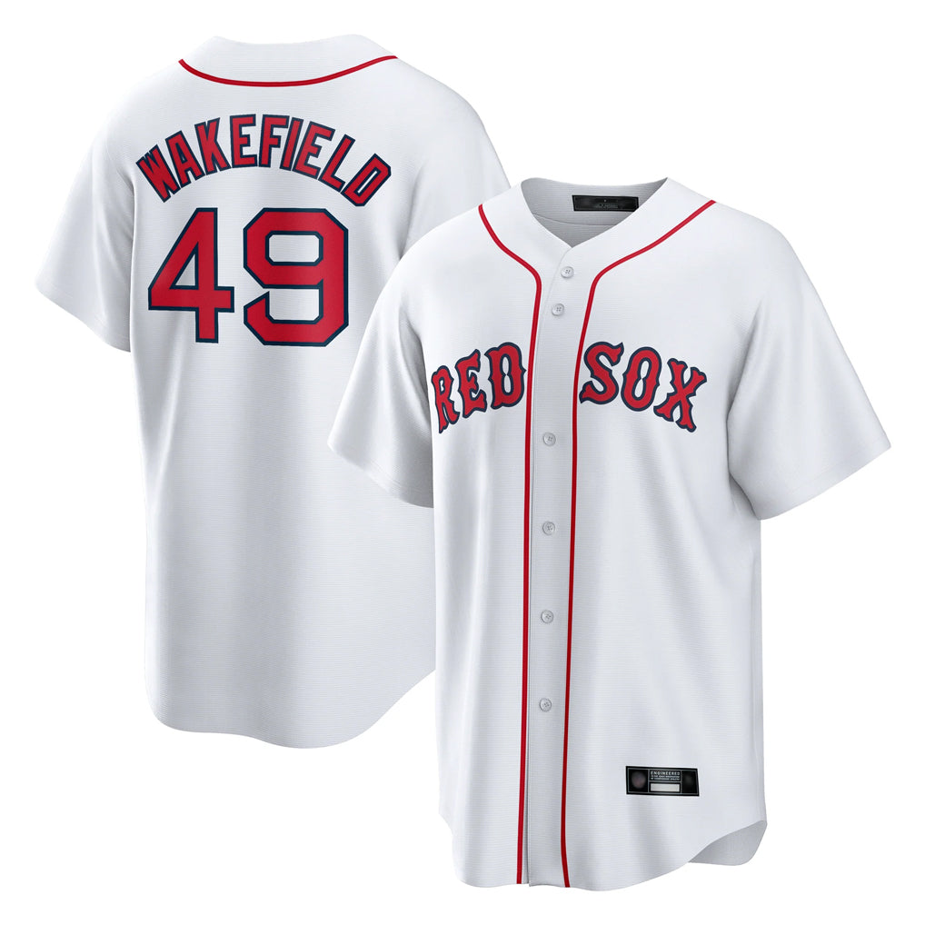 Choea B.Red Sox #49 Tim Wakefield Player White Home Game Stitched Jerseys