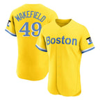 Choea B.Red Sox #49 Tim Wakefield Player Yellow Limited Elite Home Game Stitched Jerseys