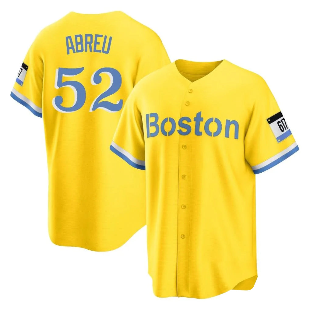Choea B.Red Sox #52 Wilyer Abreu Player Yellow Home Game Stitched Jerseys