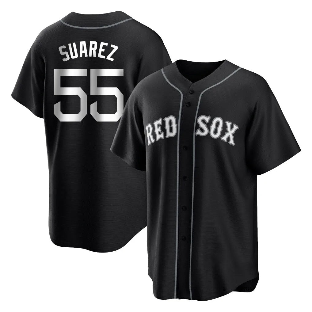 Choea B.Red Sox #55 Ranger Su¡§¡érez Player Black Home Game Stitched Jerseys