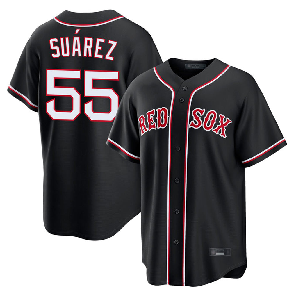 Choea B.Red Sox #55 Ranger Su¡§¡érez Player Black Out Home Game Stitched Jerseys