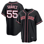Choea B.Red Sox #55 Ranger Su¡§¡érez Player Black Out Home Game Stitched Jerseys