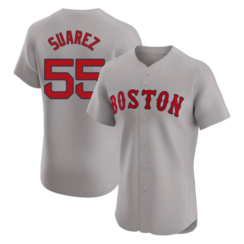 Choea B.Red Sox #55 Ranger Su¡§¡érez Player Gray Road Limited Elite Home Game Stitched Jerseys