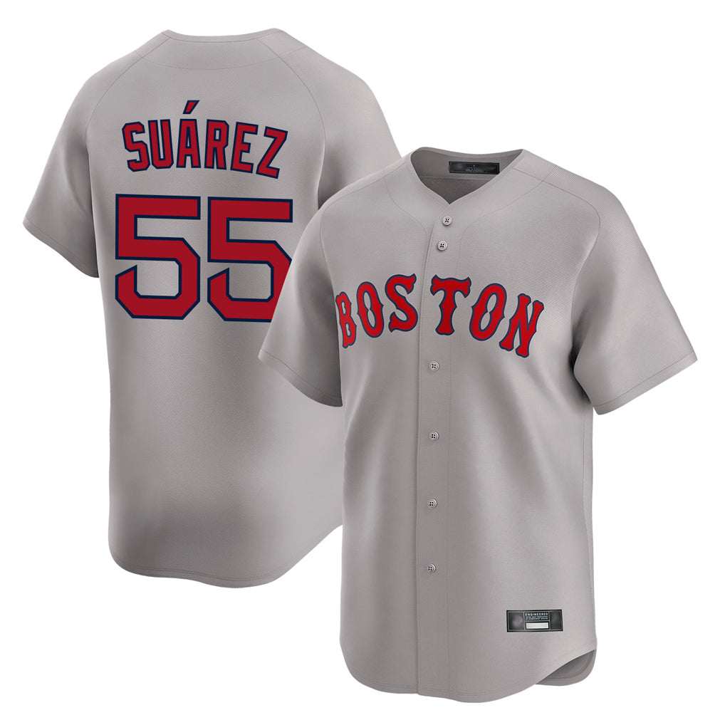 Choea B.Red Sox #55 Ranger Su¡§¡érez Player Gray Road Limited Home Game Stitched Jerseys