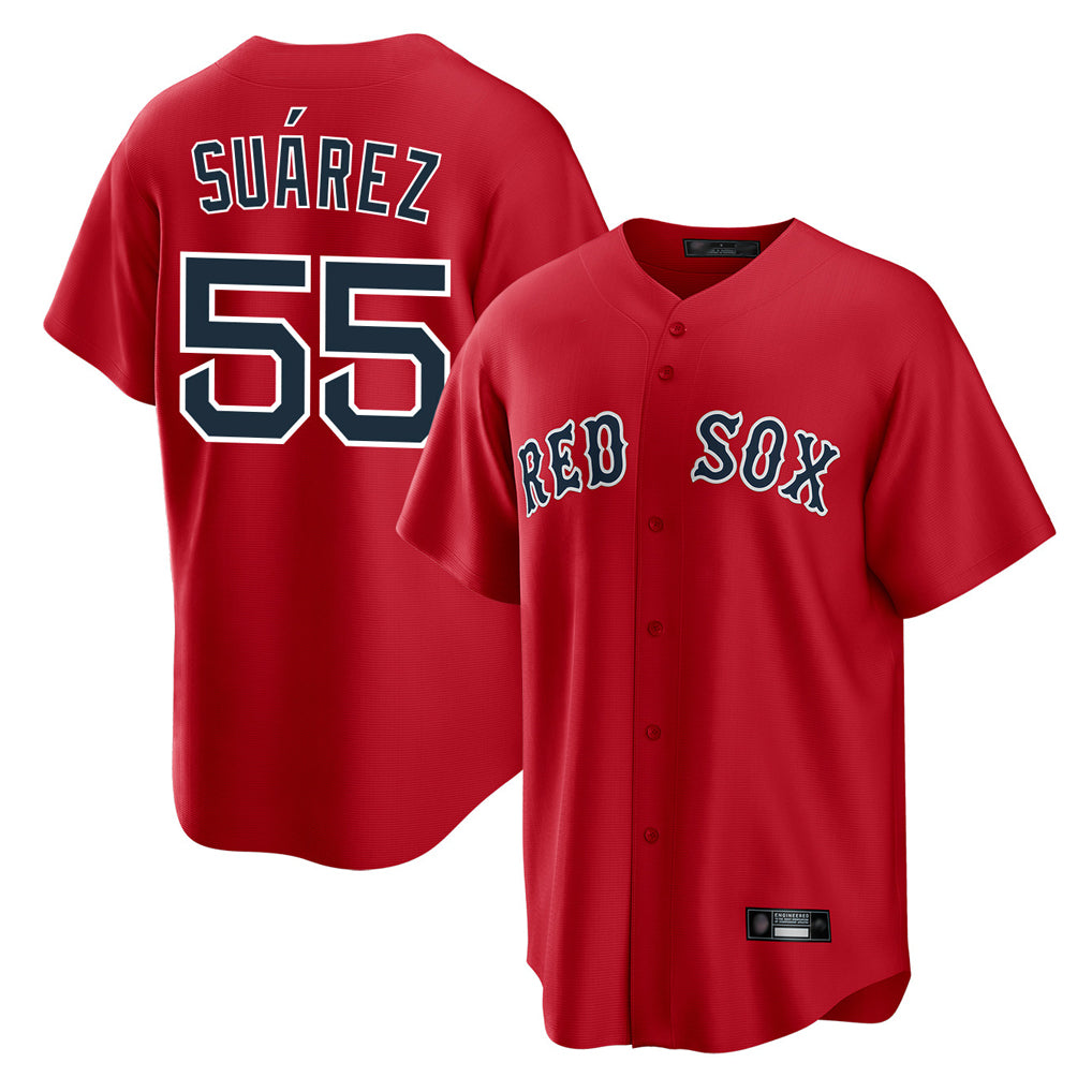 Choea B.Red Sox #55 Ranger Su¡§¡érez Player Red Home Game Stitched Jerseys