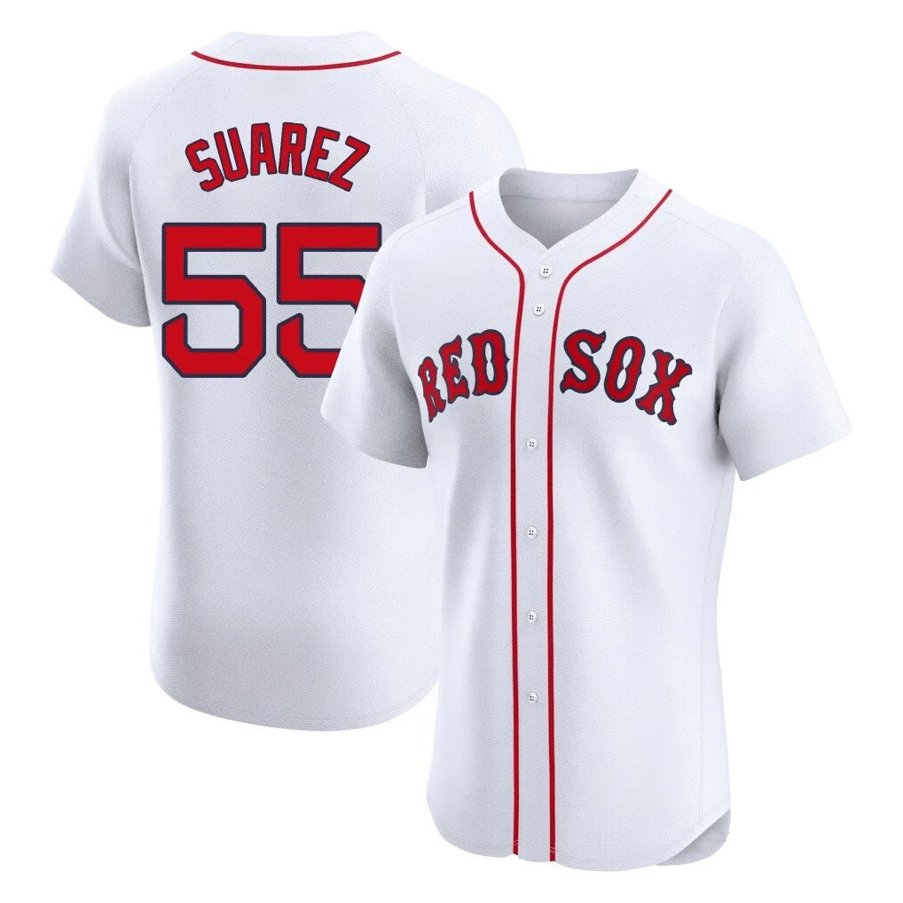 Choea B.Red Sox #55 Ranger Su¡§¡érez Player White Limited Elite Home Game Stitched Jerseys