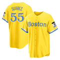 Choea B.Red Sox #55 Ranger Su¡§¡érez Player Yellow Home Game Stitched Jerseys