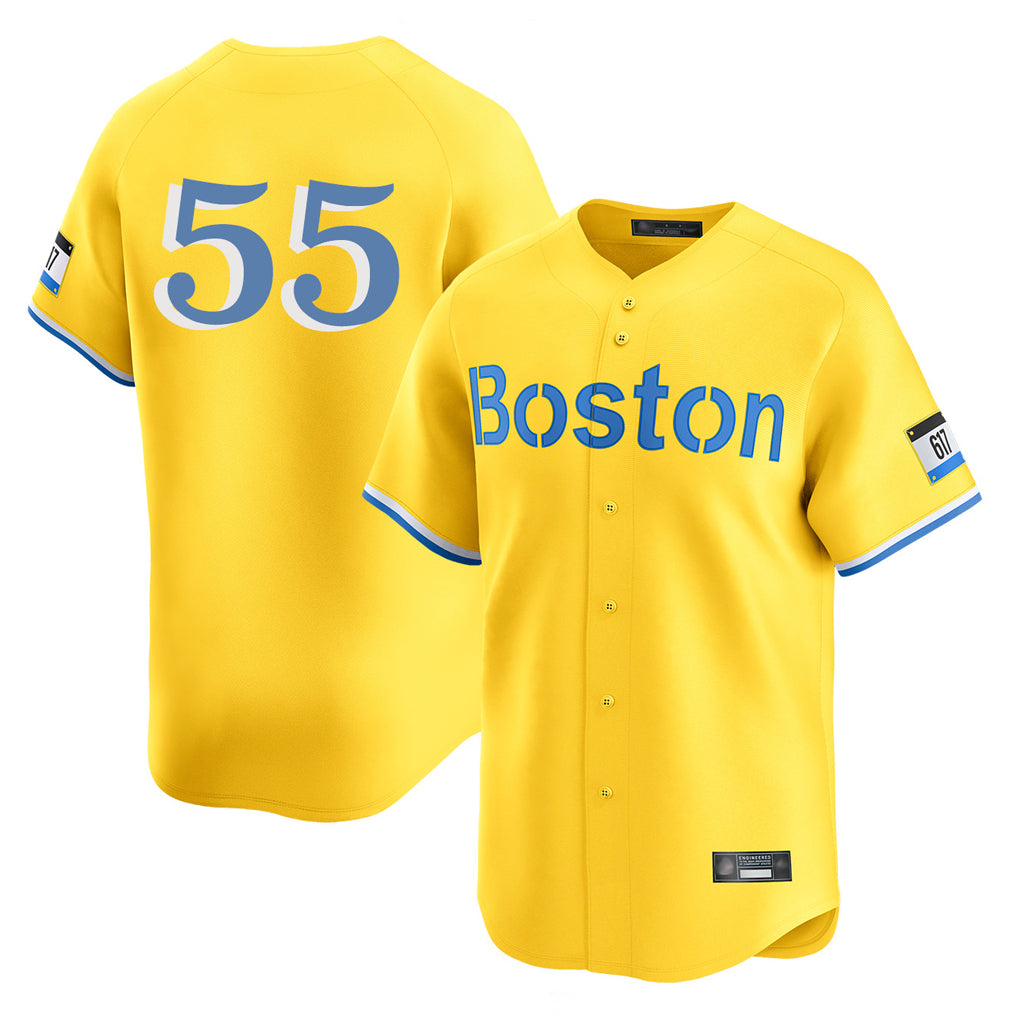 Choea B.Red Sox #55 Ranger Su¡§¡érez Player Yellow Limited Home Game Stitched Jerseys