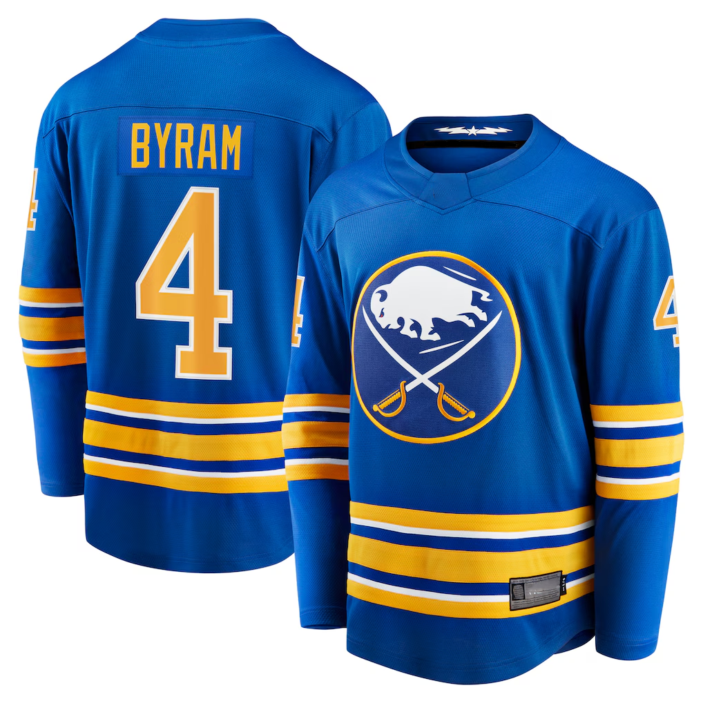 Choea B.Sabres #4 Bowen Byram Royal Home Breakaway Stitched Jerseys