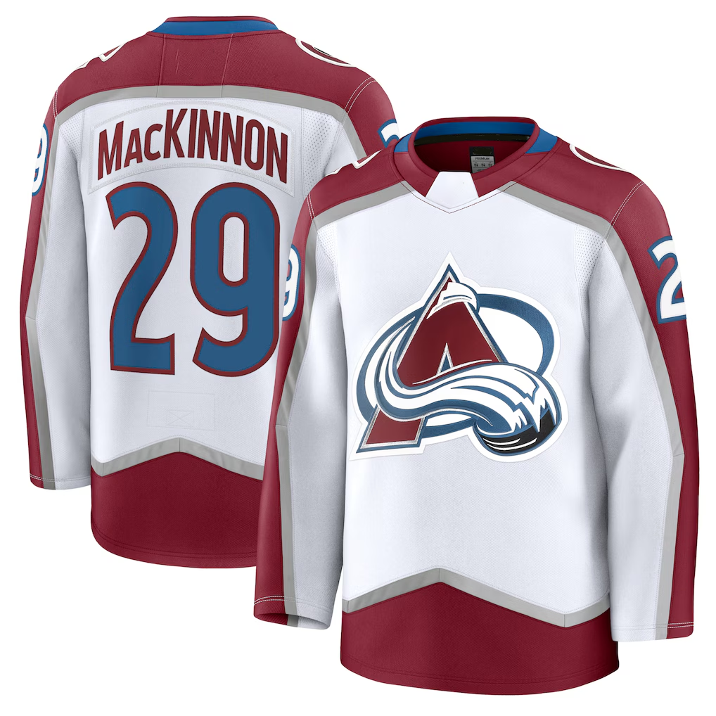 Choea C.Avalanche #29 Nathan MacKinnon White Away Premium Jerseys