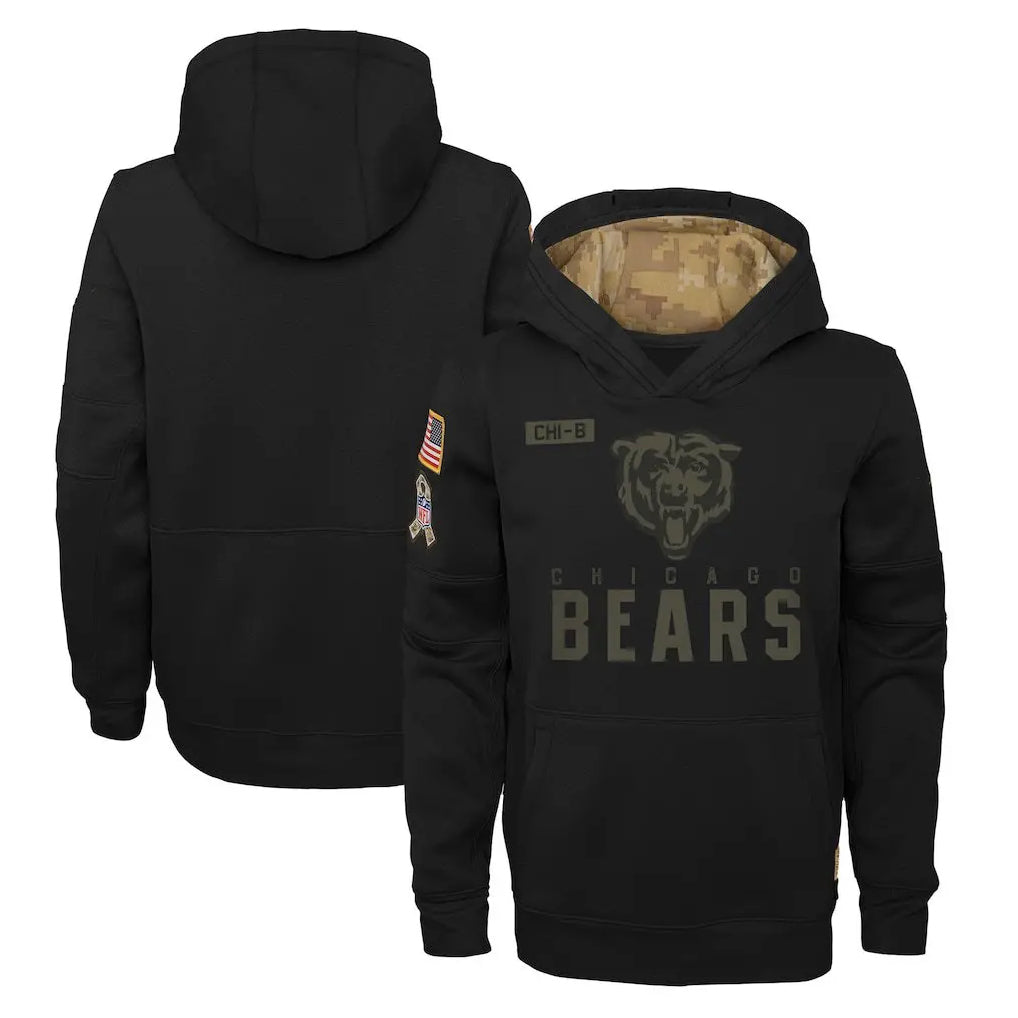 Choea C.Bears Black Salute to Service Pullover Hoodies Limited Home Blank Player Stitched Jerseys