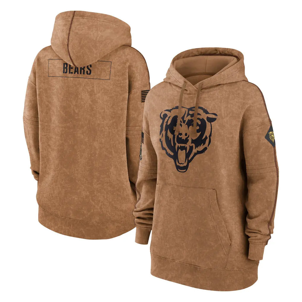 Choea C.Bears Brown Salute to Service Pullover Hoodies Limited Blank Player Stitched Jerseys