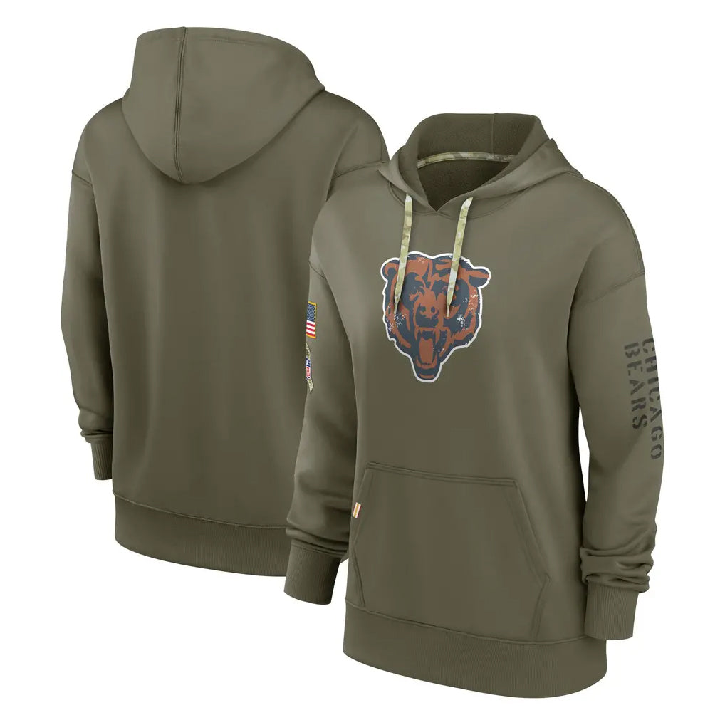 Choea C.Bears Olive Salute to Service Pullover Hoodies Blank Player Stitched Jerseys