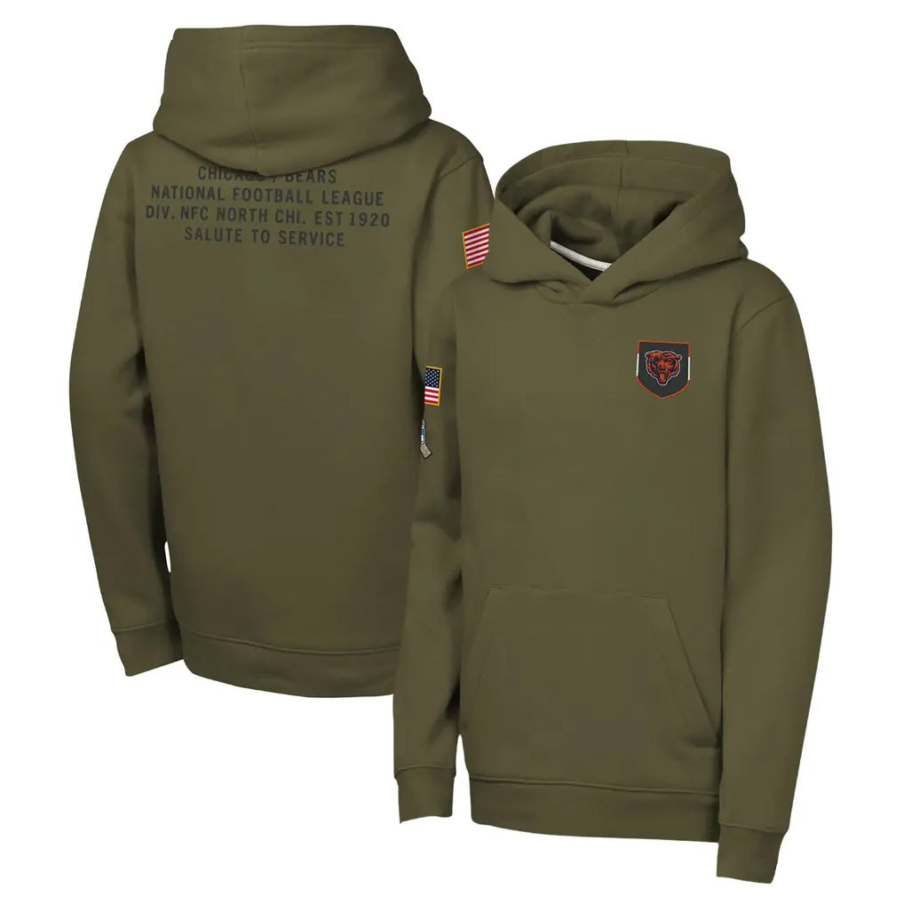 Choea C.Bears Olive Salute to Service Pullover Hoodies Limited Game Blank Player Stitched Jerseys