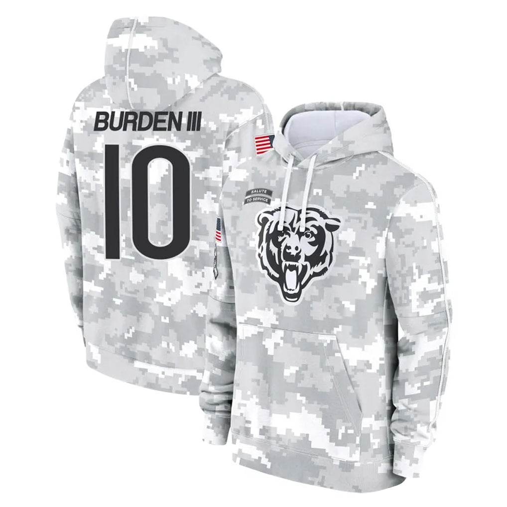 Choea C.Bears #10 Luther Burden III Player Arctic Camo Salute to Service Pullover Hoodies Limited Stitched Jerseys