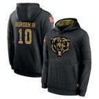 Choea C.Bears #10 Luther Burden III Player Black Salute to Service Pullover Hoodies Limited Stitched Jerseys