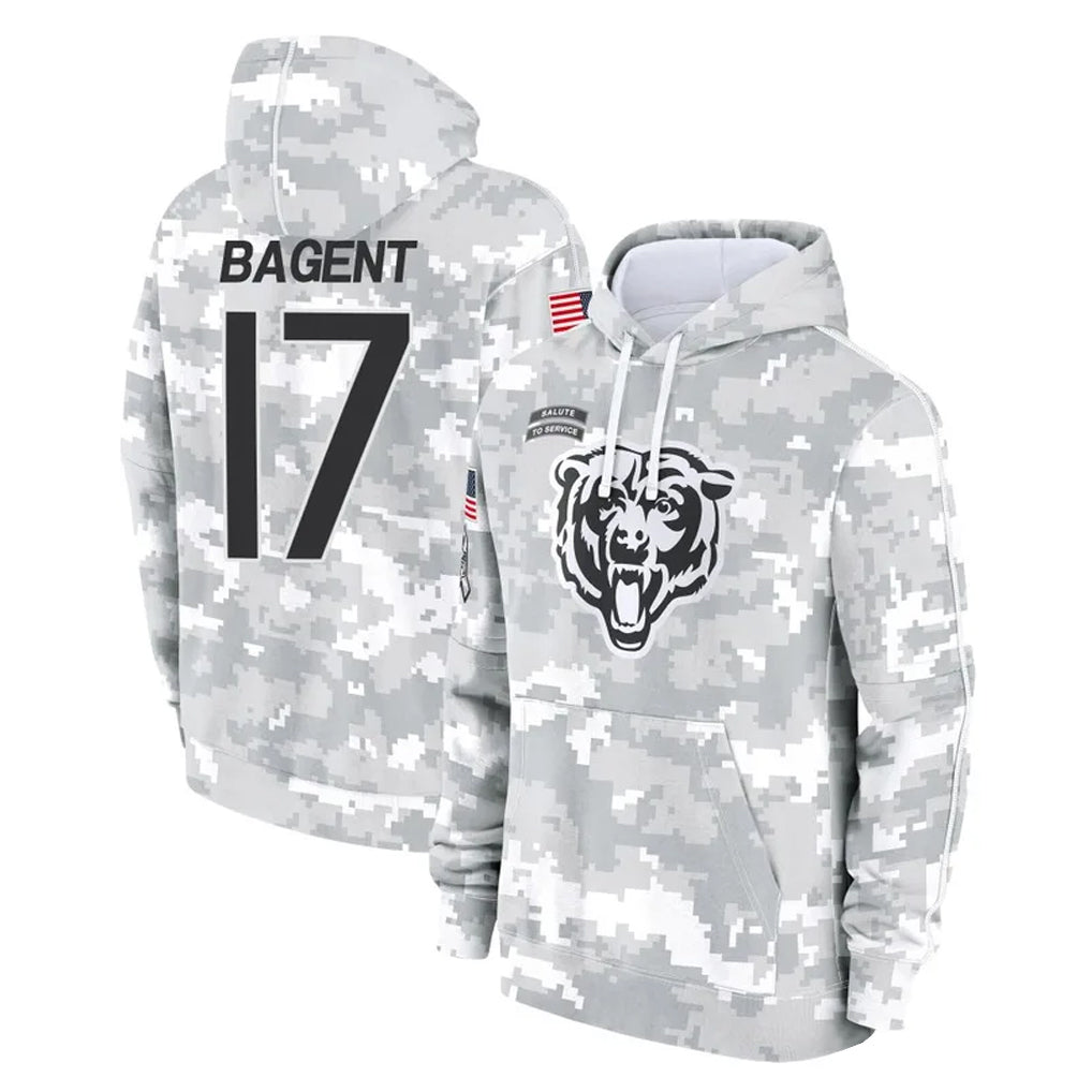 Choea C.Bears #17 Tyson Bagent Player Arctic Camo Salute to Service Pullover Hoodies Limited Stitched Jerseys
