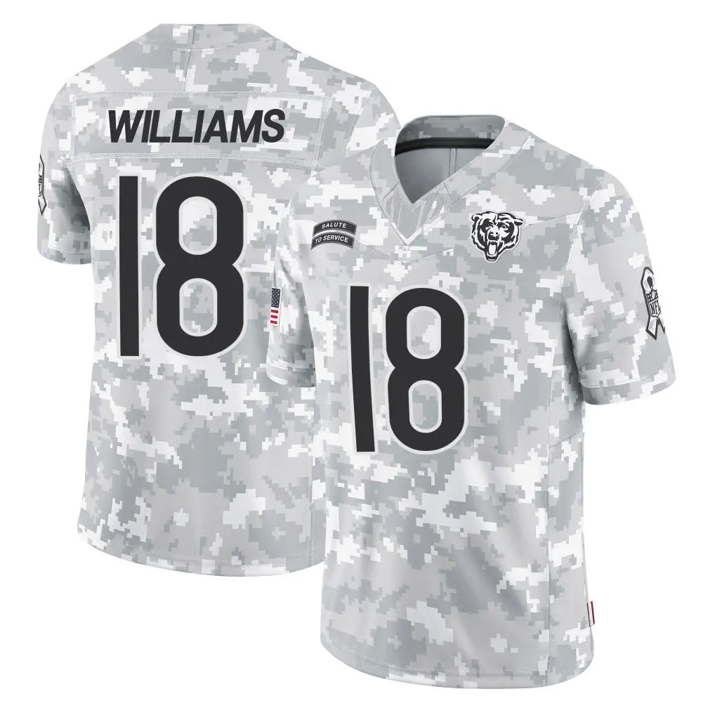 Choea C.Bears #18 Caleb Williams Player Arctic Camo Salute to Service Limited Stitched Jerseys